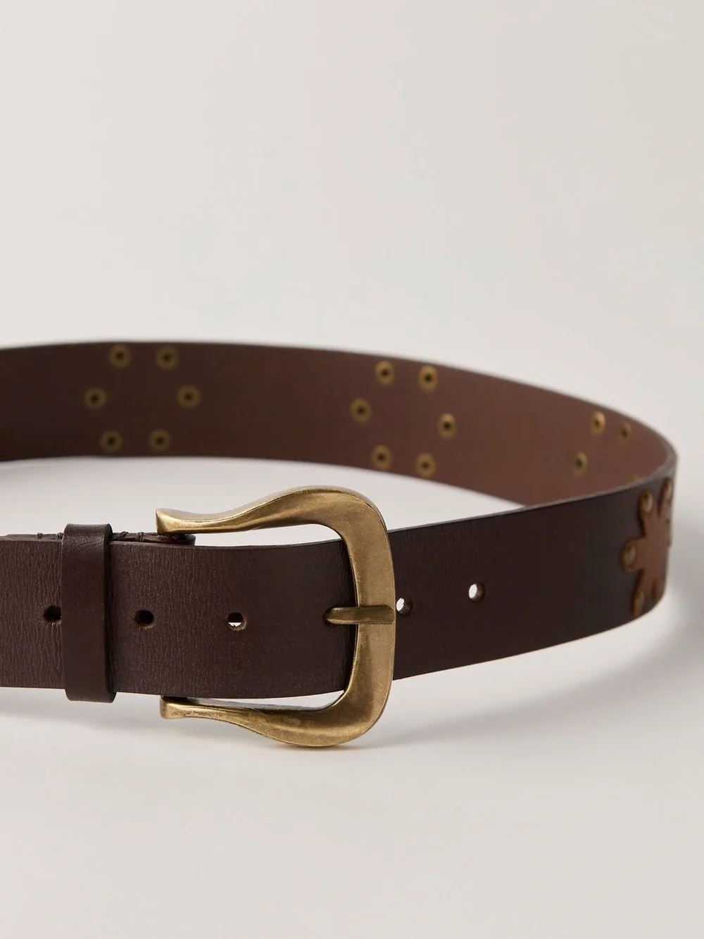 Free People Sonny Studded Leather Belt- Bitter Bark NWT